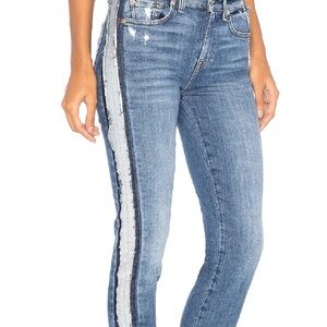 7 For All Mankind Blue Skinny Jeans with White Stripe